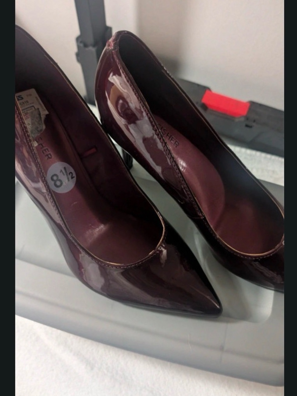 Marc Fisher Patent Pointed-Toe Pumps in Burgundy